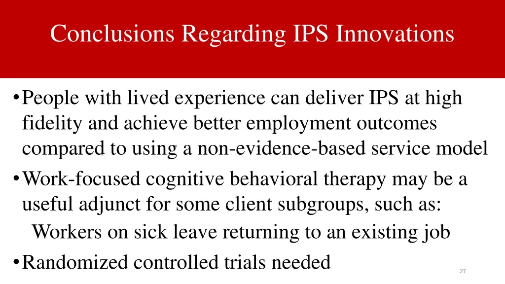 conclusions regarding ips innovations
