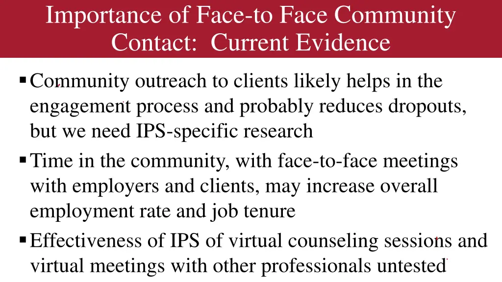 importance of face to face community contact