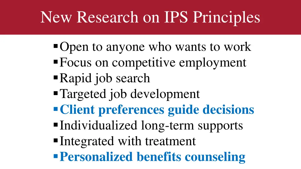 new research on ips principles