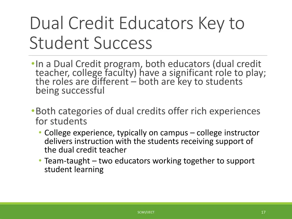 dual credit educators key to student success
