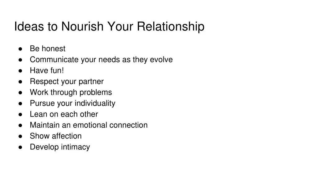ideas to nourish your relationship