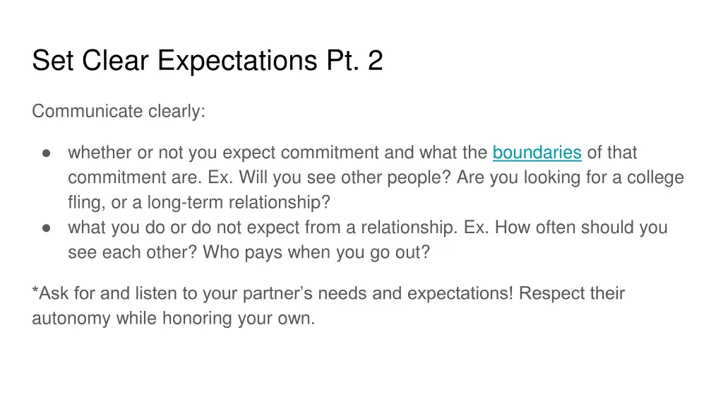 set clear expectations pt 2