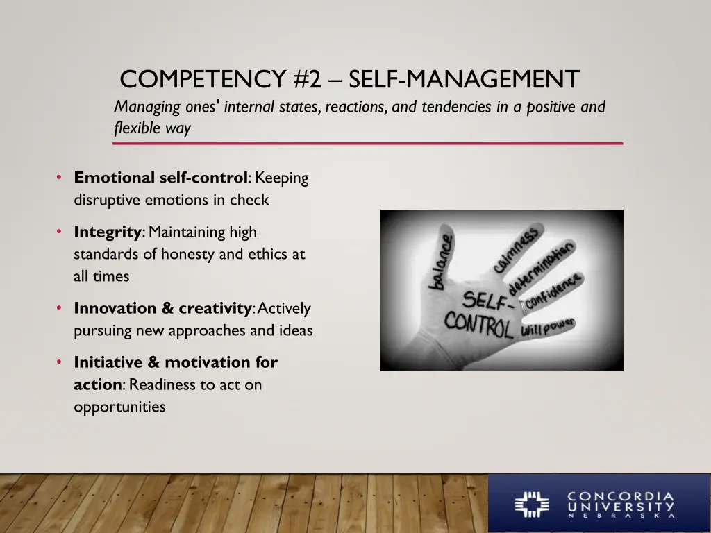 competency 2 self management managing ones