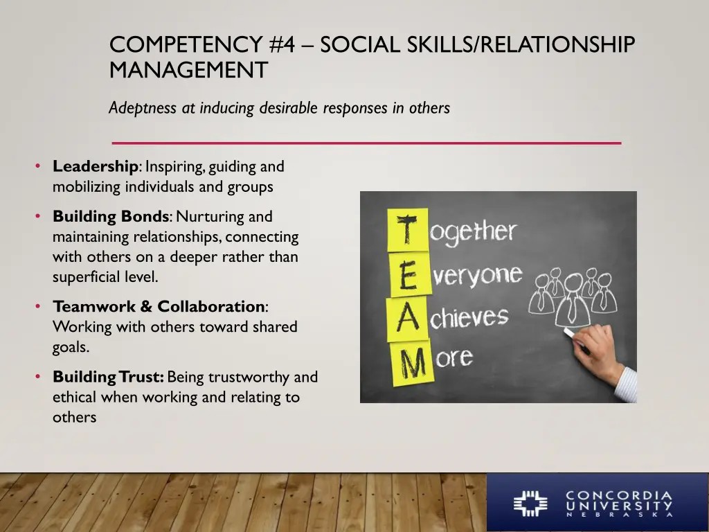 competency 4 social skills relationship management