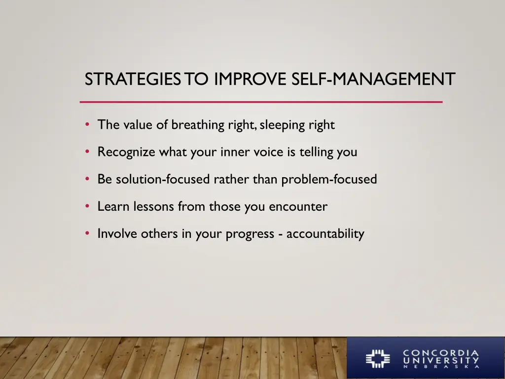 strategies to improve self management