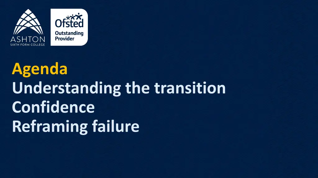 agenda understanding the transition confidence