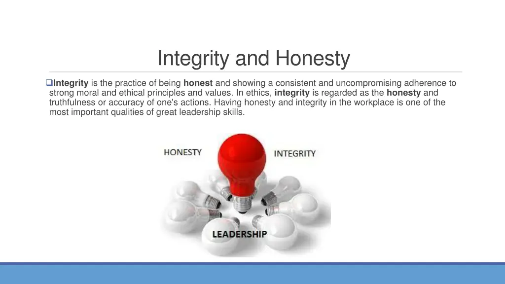 integrity and honesty