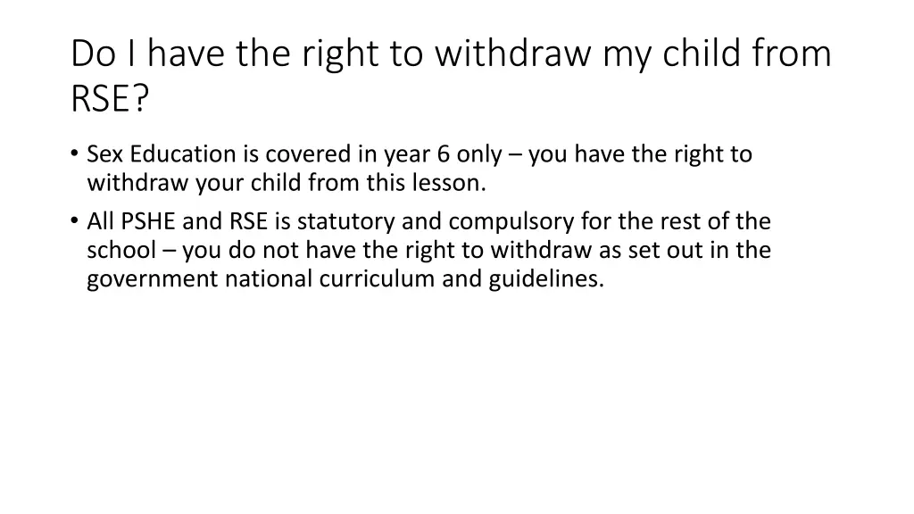 do i have the right to withdraw my child from rse