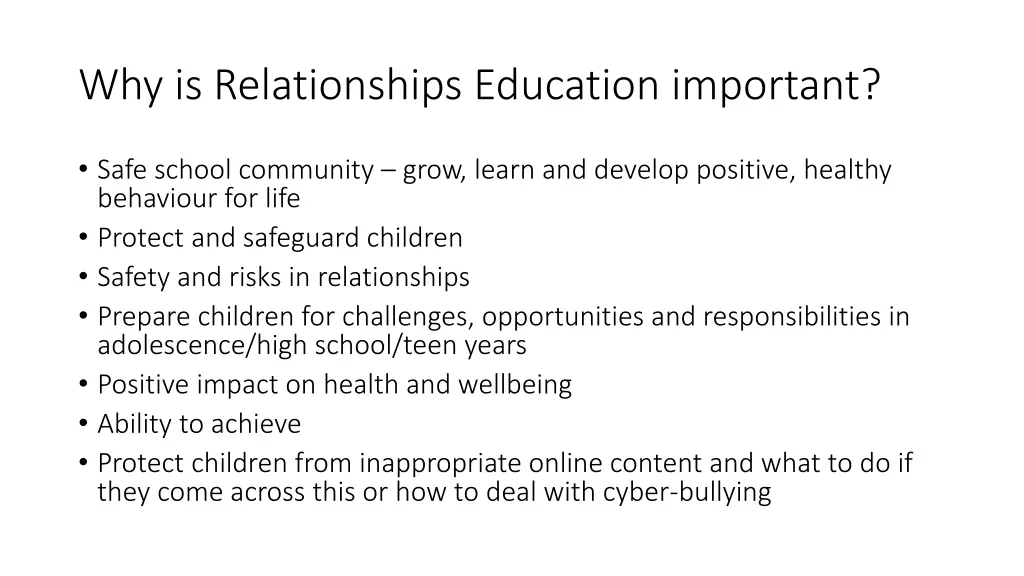 why is relationships education important
