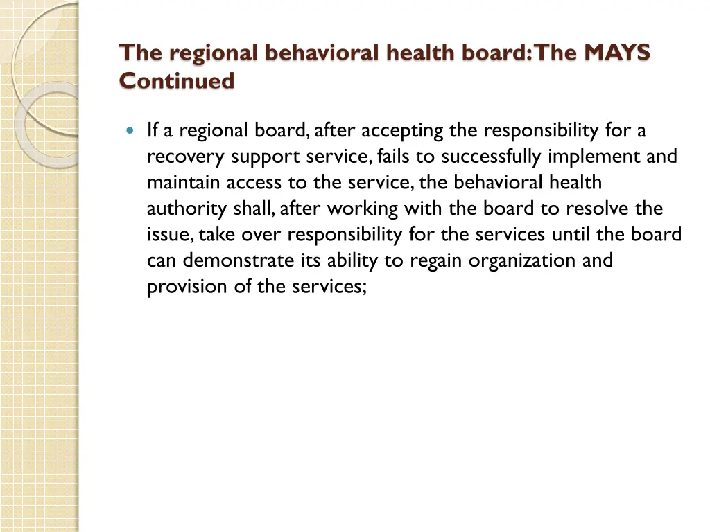 the regional behavioral health board the mays