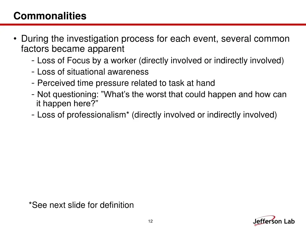 commonalities