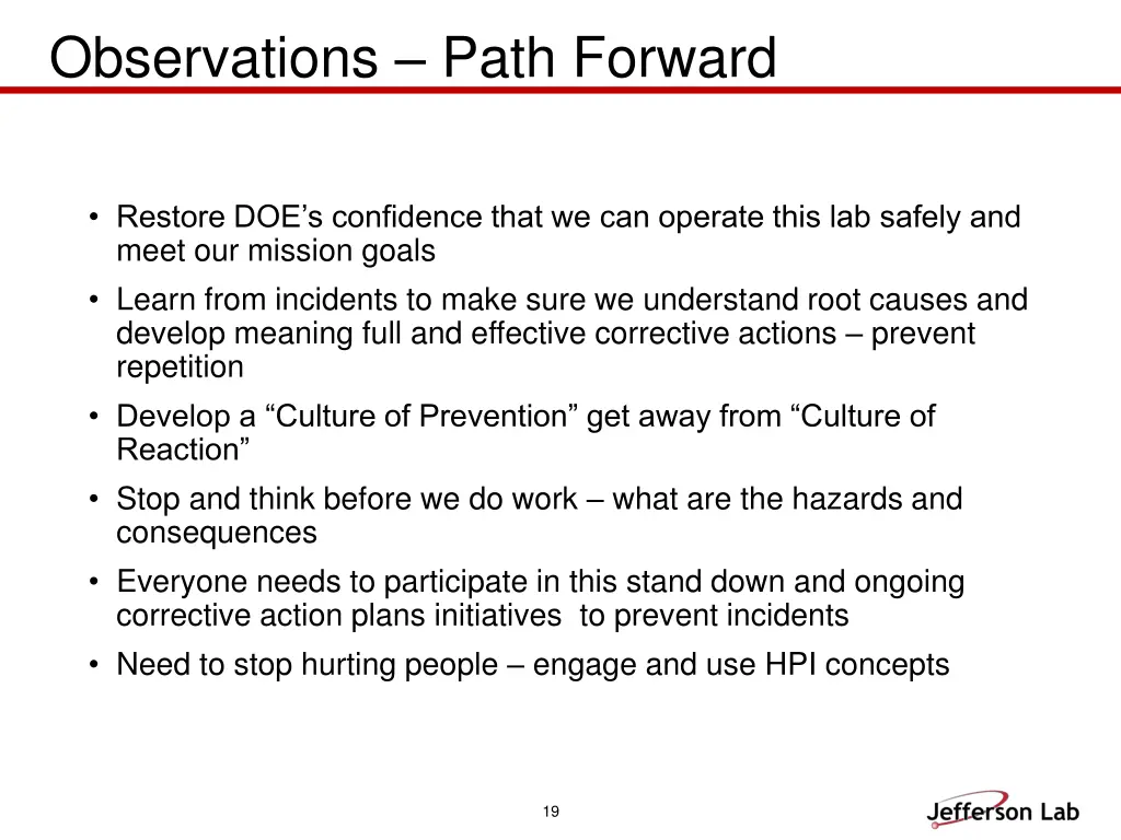 observations path forward