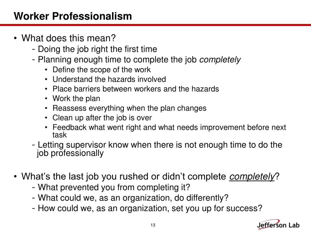 worker professionalism