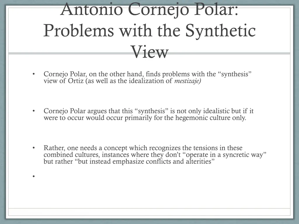 antonio cornejo polar problems with the synthetic