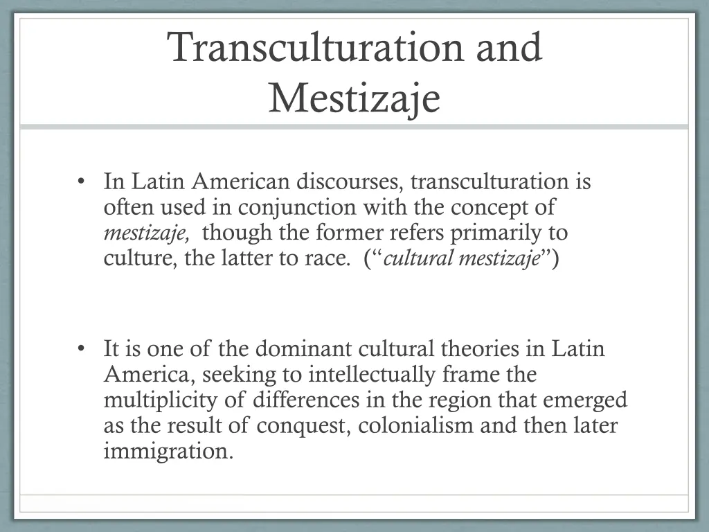 transculturation and mestizaje