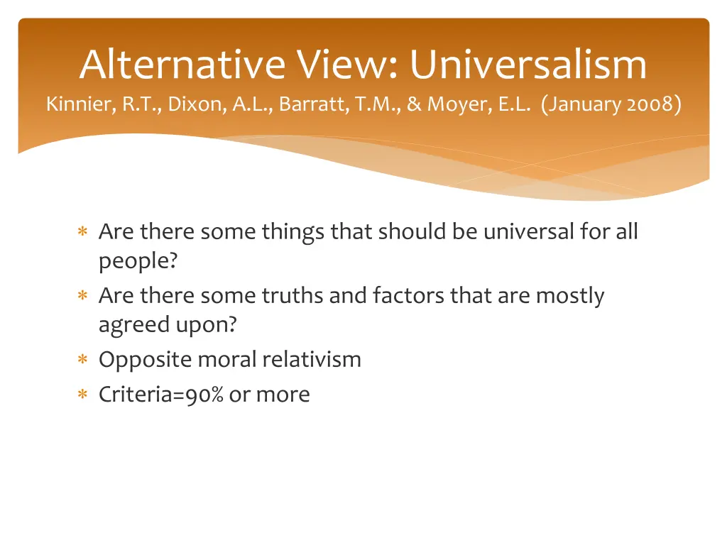 alternative view universalism kinnier r t dixon