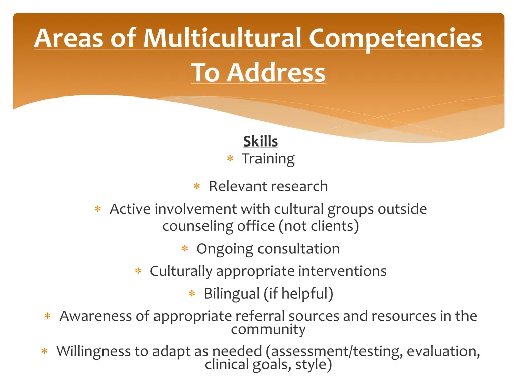 areas of multicultural competencies to address 1