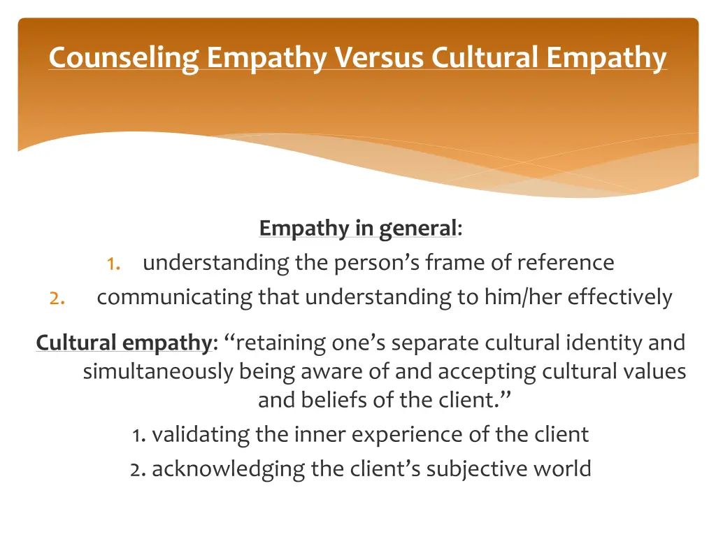 counseling empathy versus cultural empathy