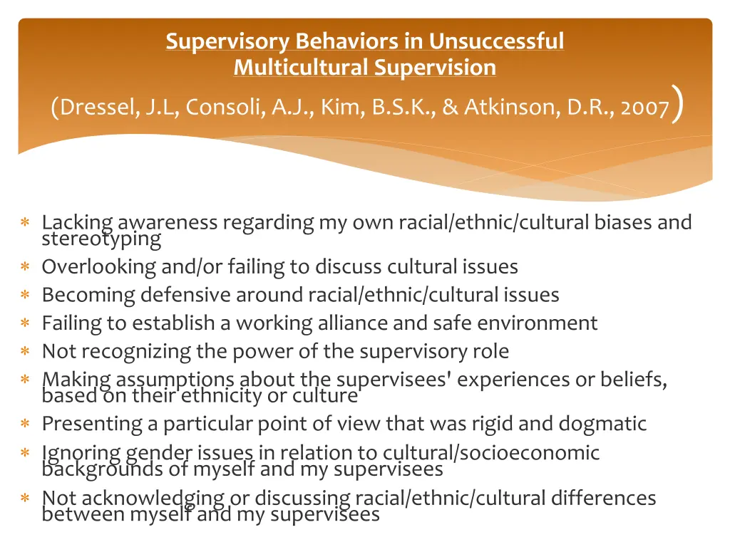 supervisory behaviors in unsuccessful