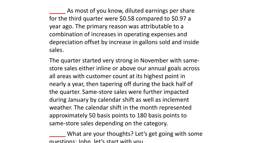 as most of you know diluted earnings per share