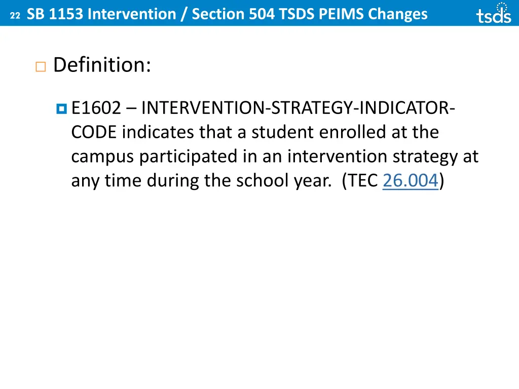 sb 1153 intervention section 504 tsds peims 1