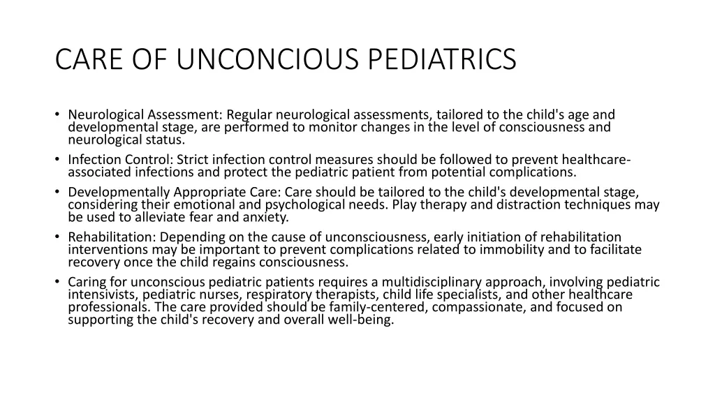 care of unconcious pediatrics 2