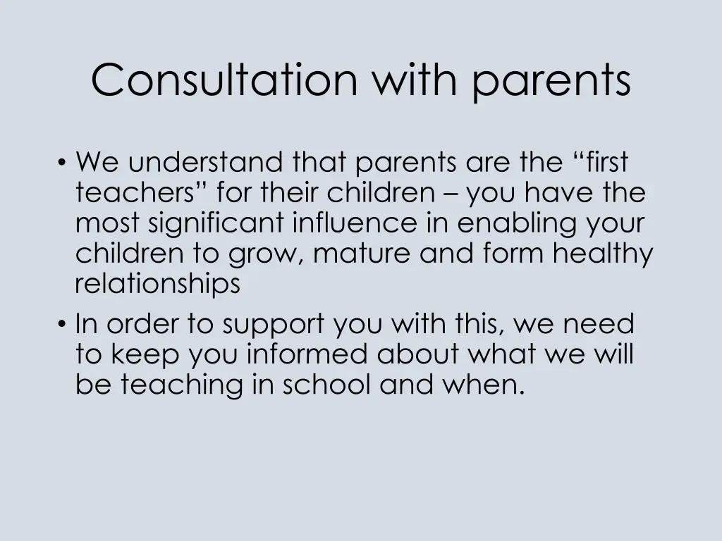 consultation with parents