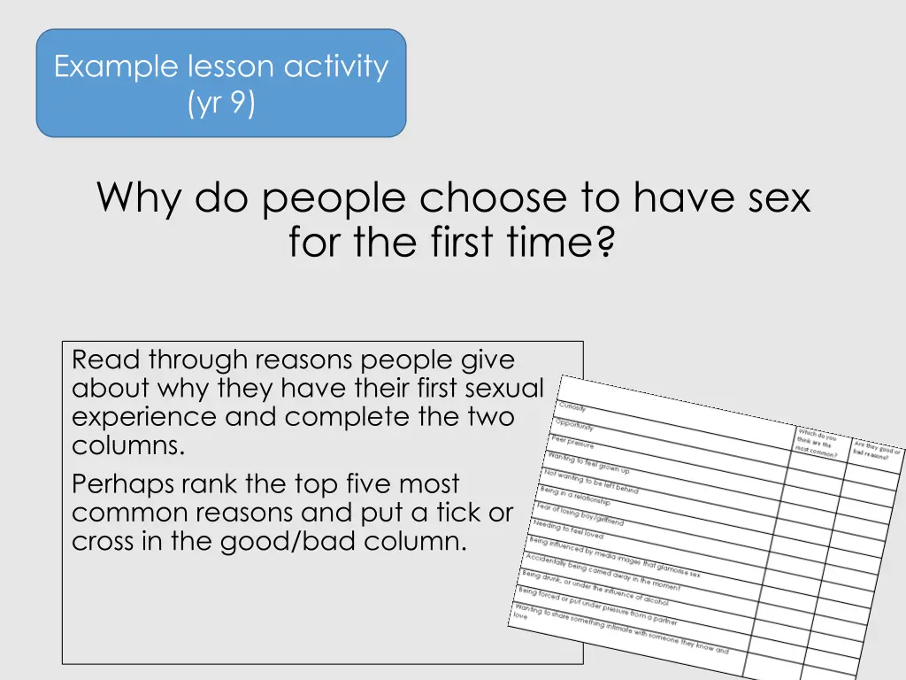 example lesson activity yr 9 1