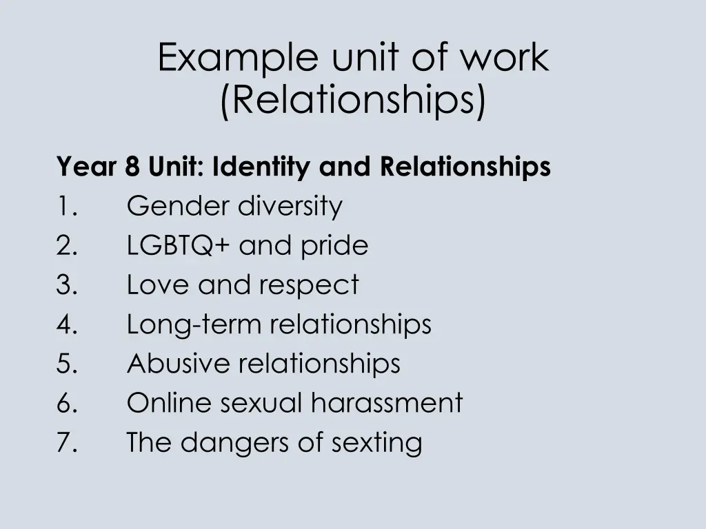 example unit of work relationships