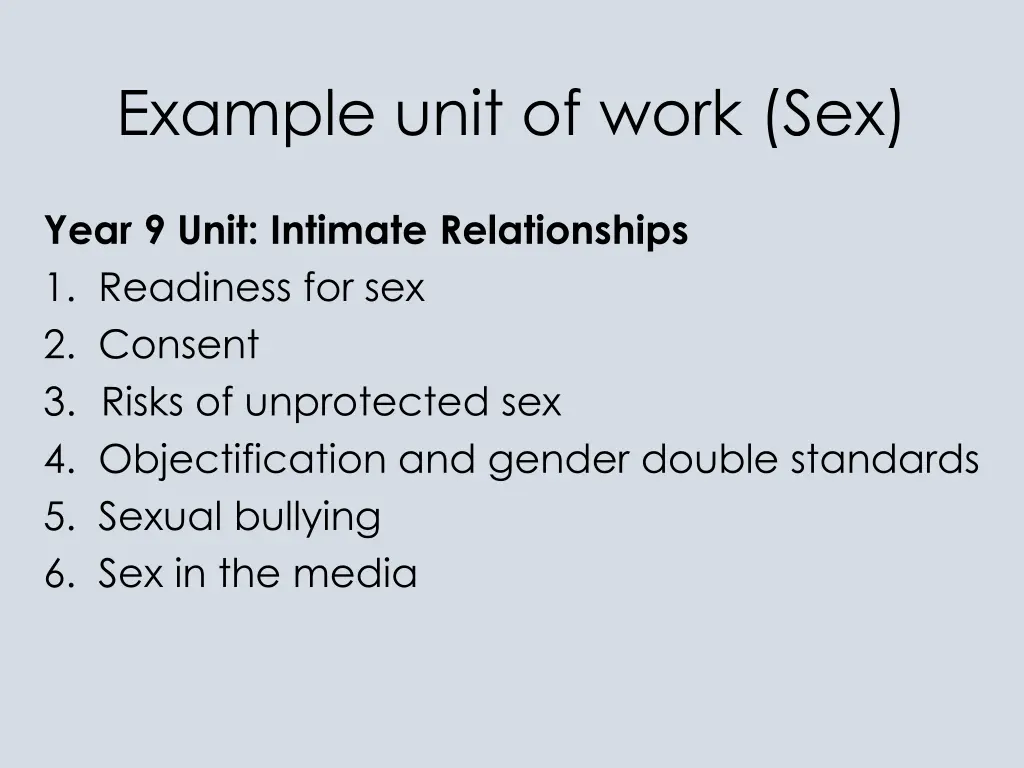example unit of work sex