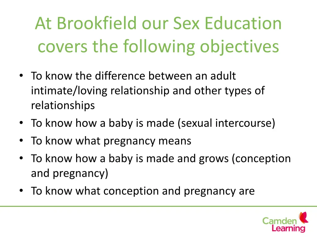at brookfield our sex education covers