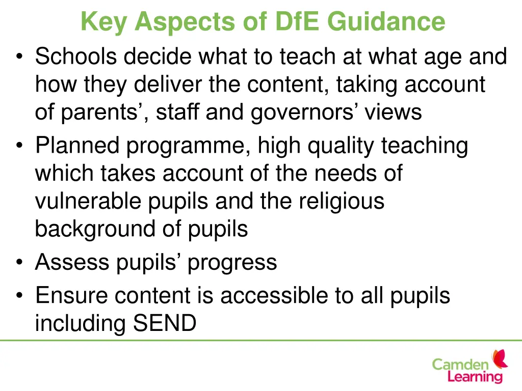 key aspects of dfe guidance schools decide what