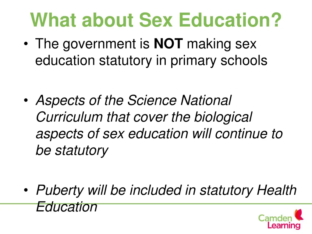 what about sex education the government