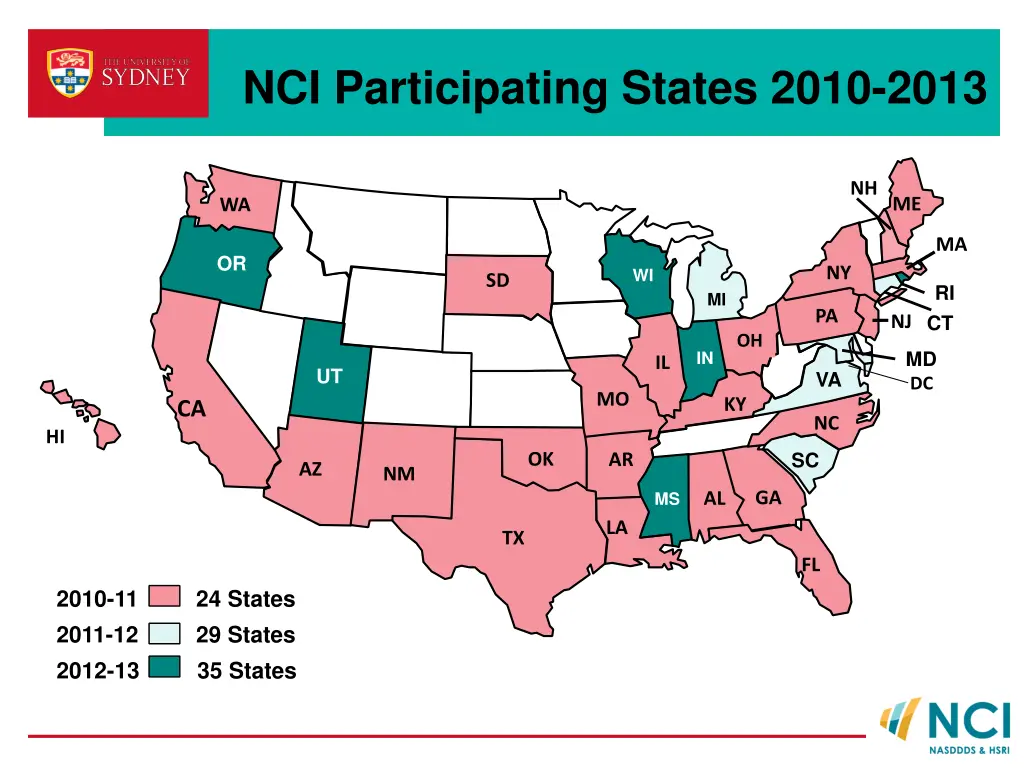 nci participating states 2010 2013