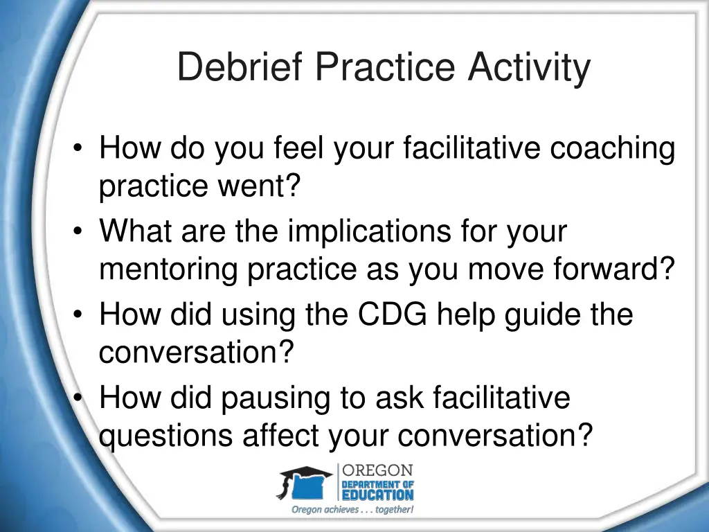 debrief practice activity