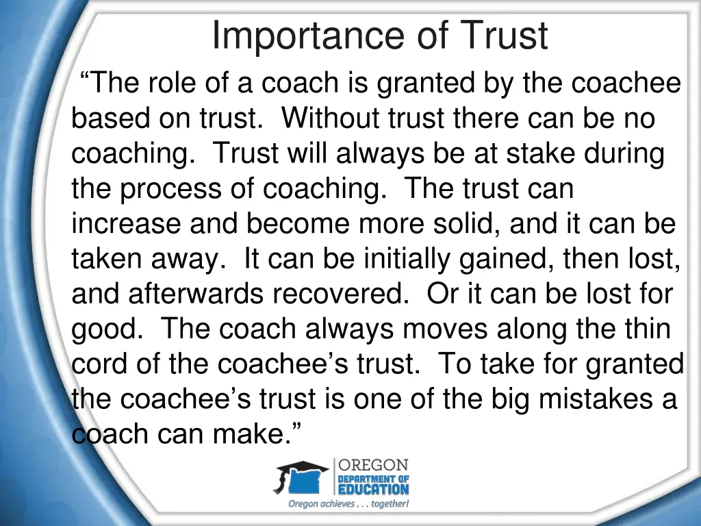 importance of trust the role of a coach