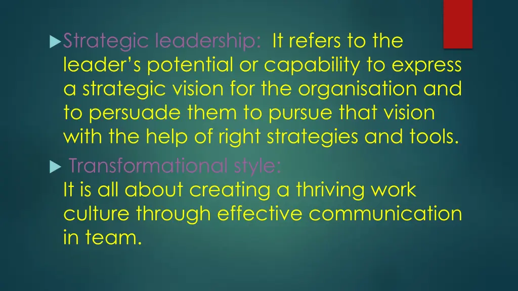 strategic leadership it refers to the leader