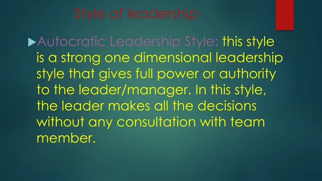 style of leadership