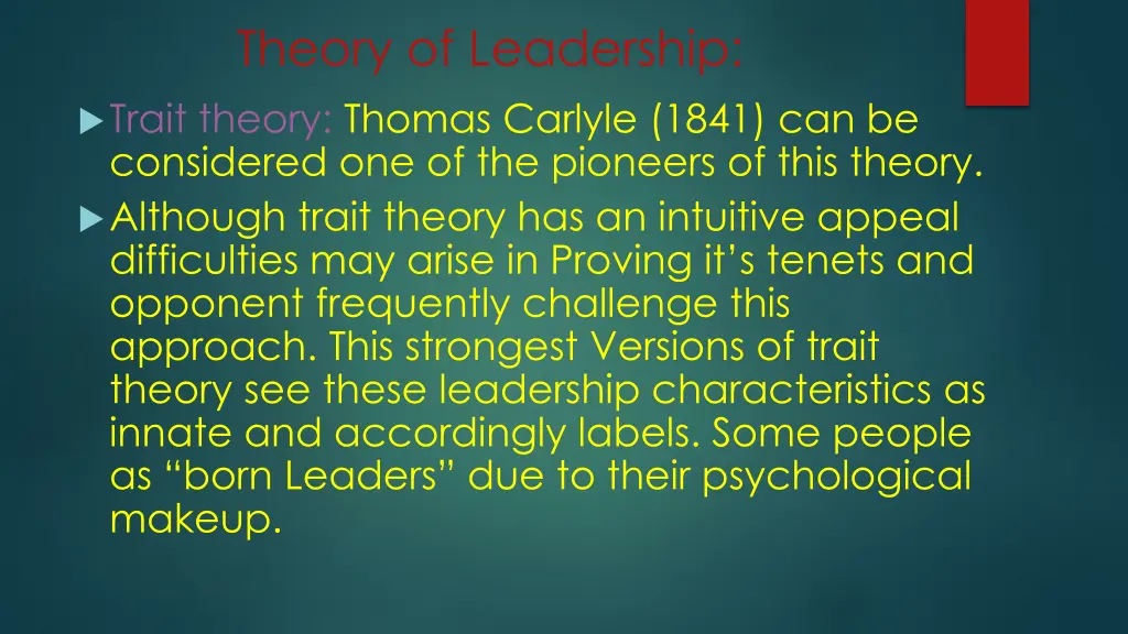 theory of leadership trait theory thomas carlyle