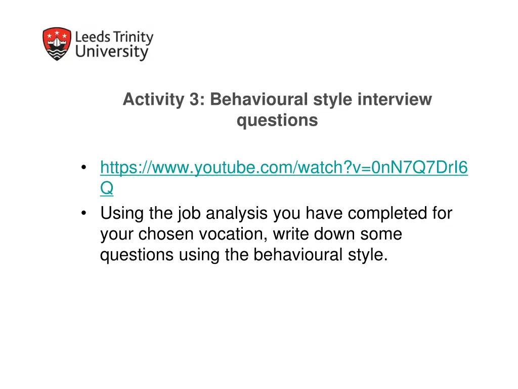 activity 3 behavioural style interview questions