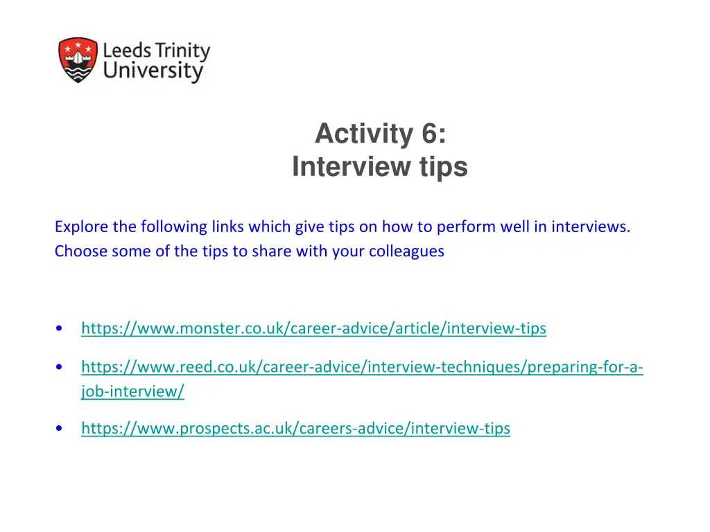 activity 6 interview tips
