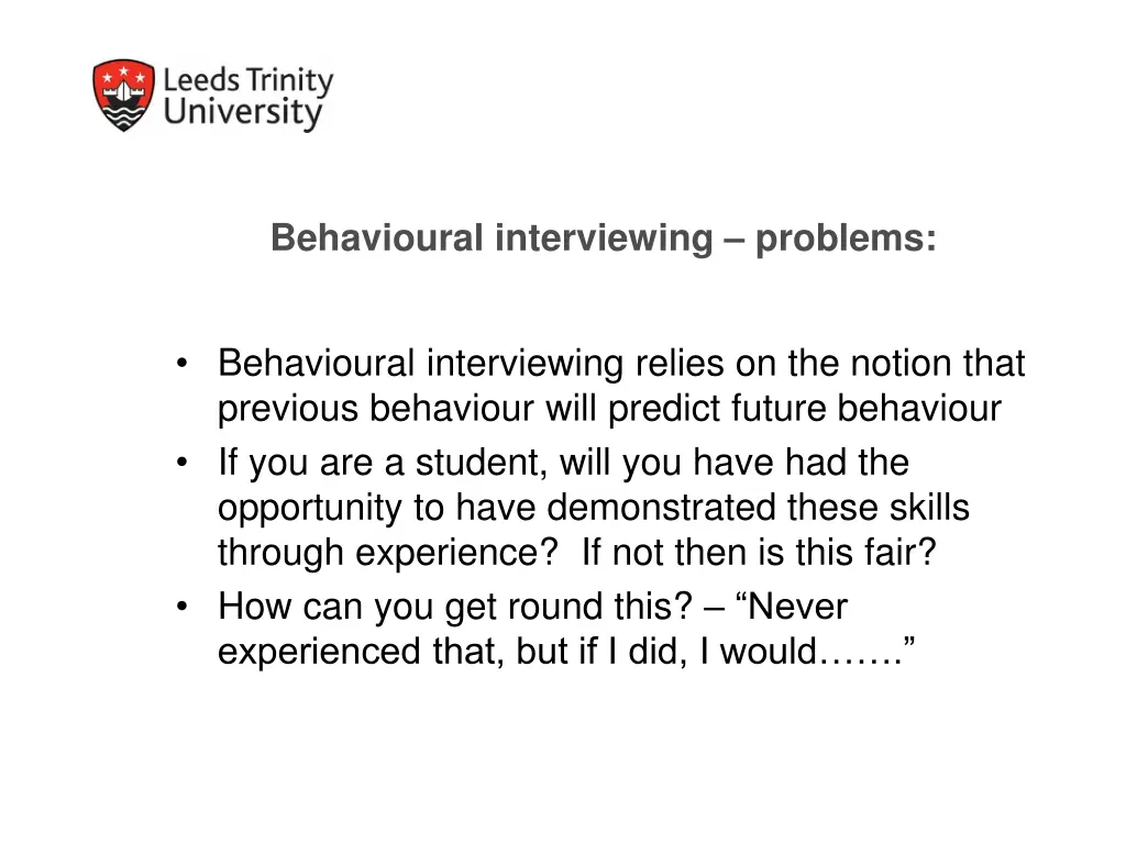 behavioural interviewing problems