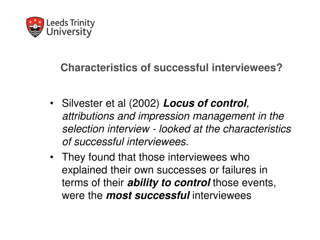 characteristics of successful interviewees
