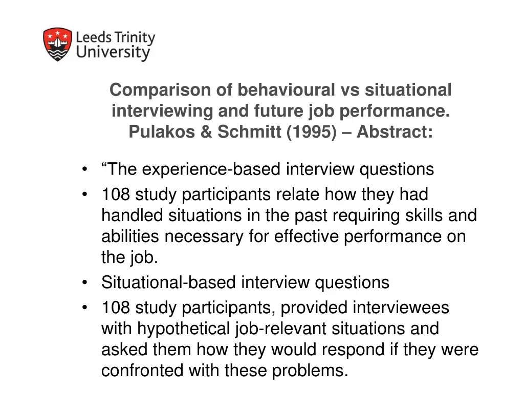 comparison of behavioural vs situational