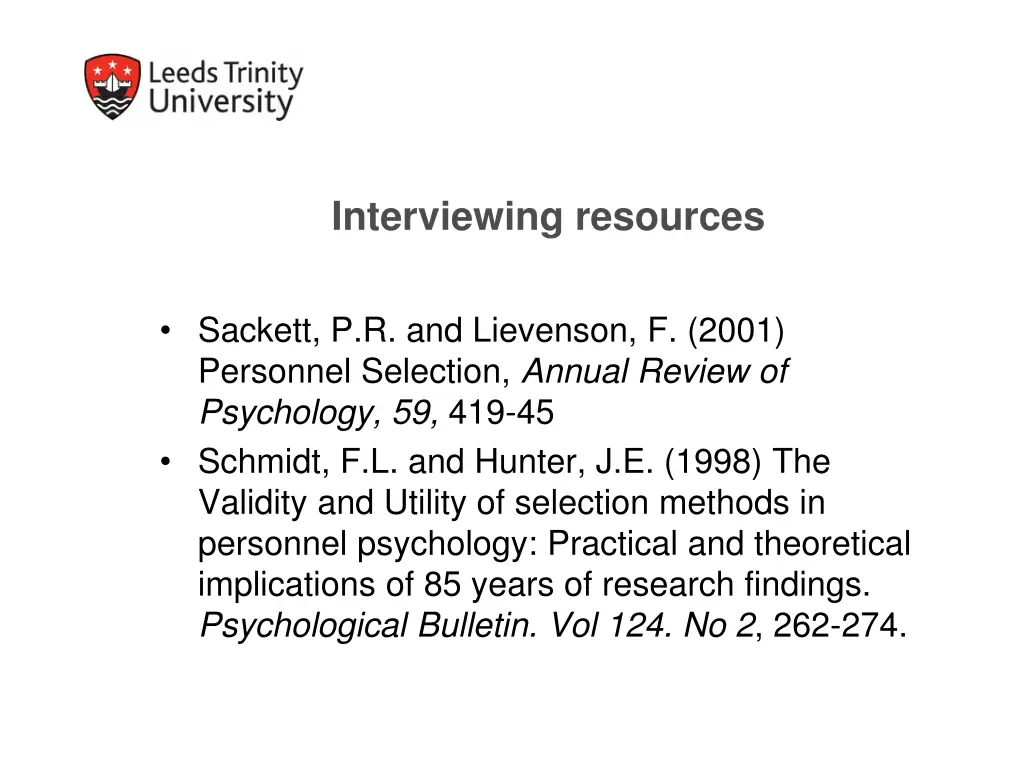 interviewing resources