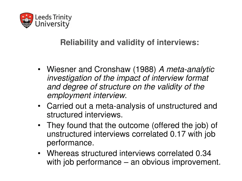 reliability and validity of interviews