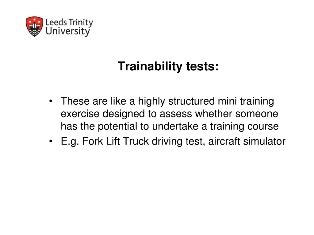 trainability tests