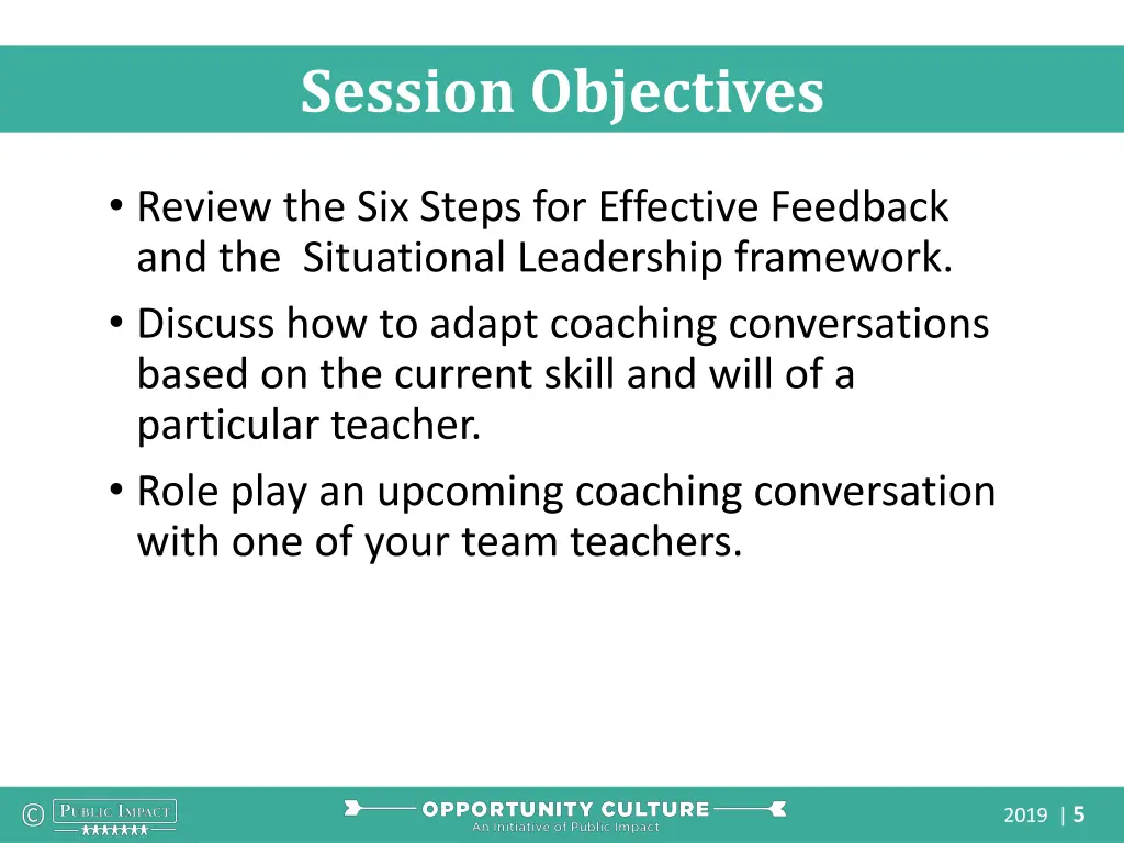 session objectives