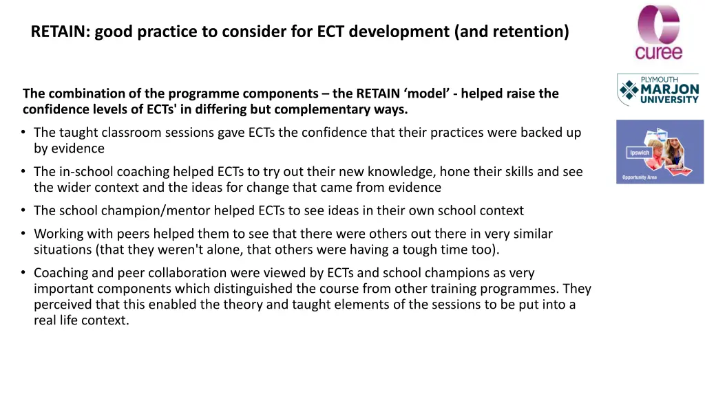 retain good practice to consider