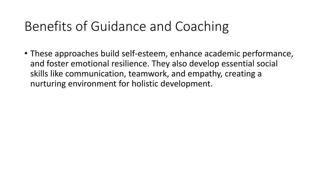 benefits of guidance and coaching